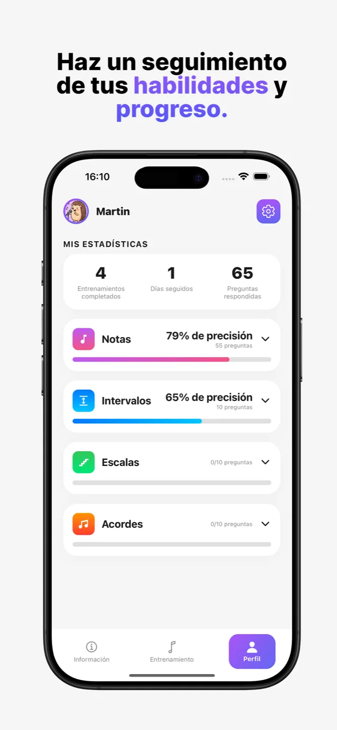 Haz un seguimiento de tus habilidades y progreso.