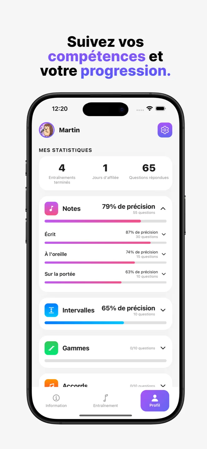 Suivez vos compétences et votre progression.