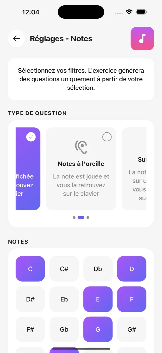 Configurez l'entraînement selon vos besoins.