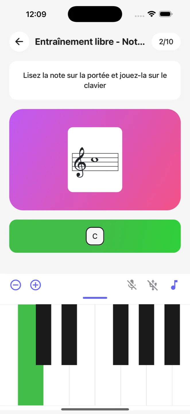 Vous répondez avec le clavier virtuel, votre microphone ou un appareil MIDI.